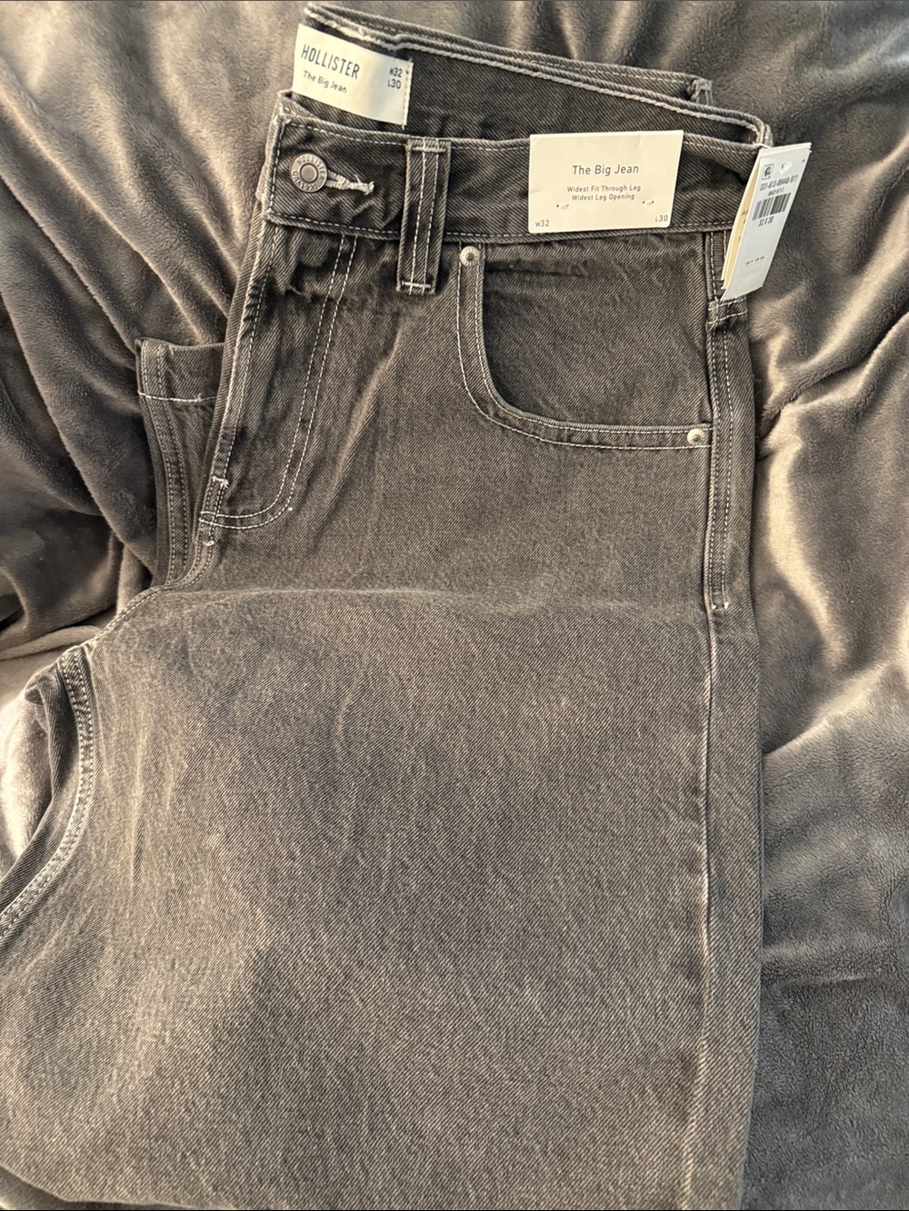 Hollister Men's Relaxed Black-Grey Big Jean